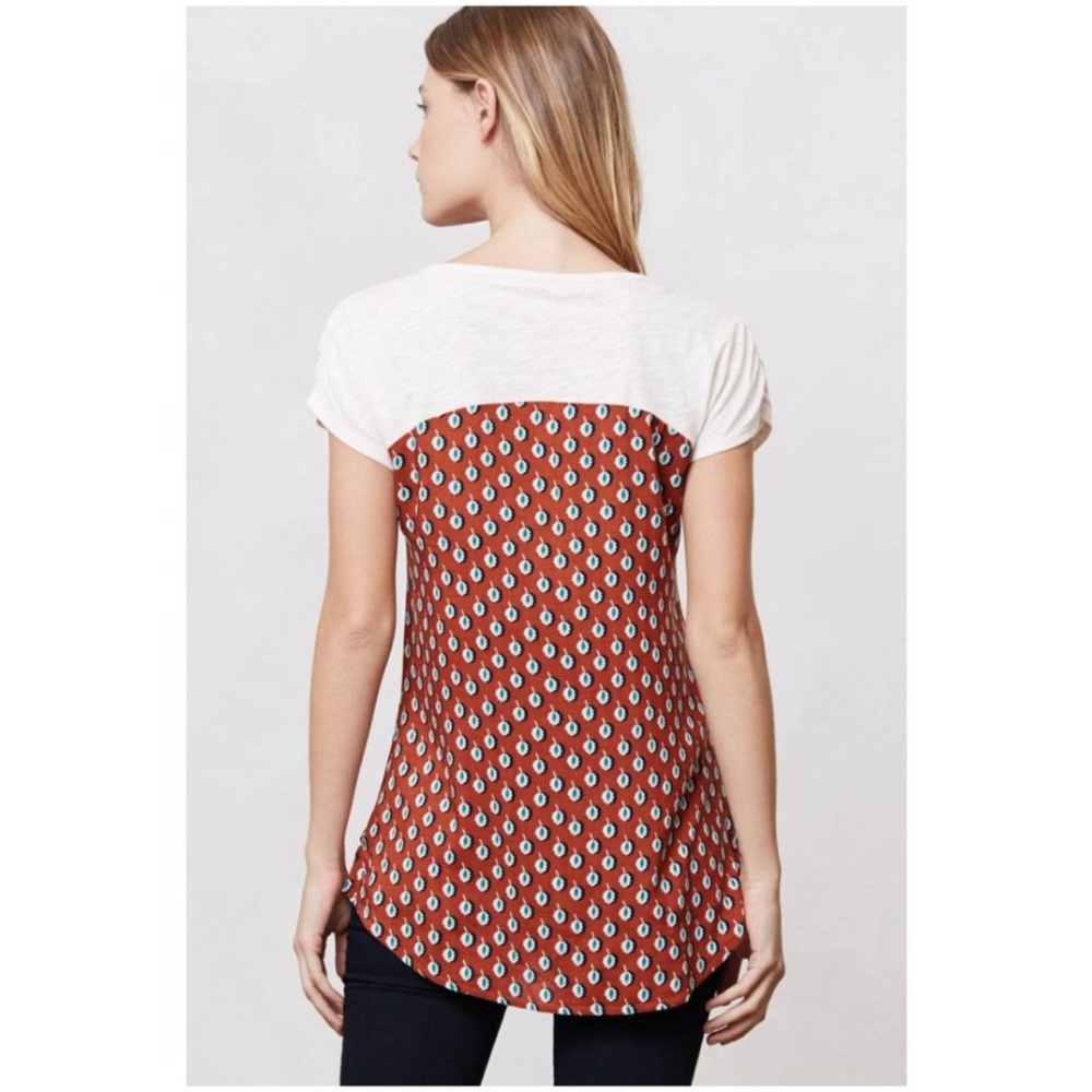 Anthropologie | Meadow Rue Mixed Media Pocket Pattern Drop Tee Size XS Boho - Picture 3 of 12